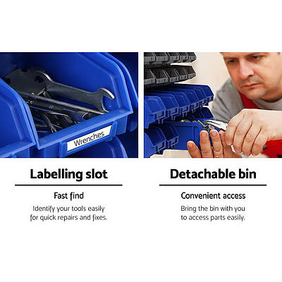 60 Bin Wall Mounted Rack Storage Tools Garage Organiser Shed Work Bench - Brand New - Free Shipping