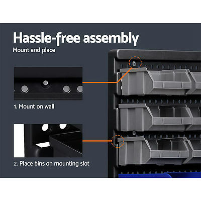 60 Bin Wall Mounted Rack Storage Tools Garage Organiser Shed Work Bench - Brand New - Free Shipping