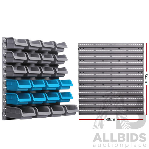 88 Parts Wall-Mounted Storage Bin Rack Tool Garage Shelving Organiser Box - Brand New - Free Shipping