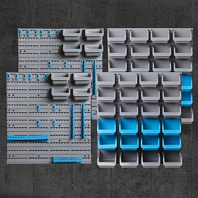 88 Parts Wall-Mounted Storage Bin Rack Tool Garage Shelving Organiser Box - Brand New - Free Shipping