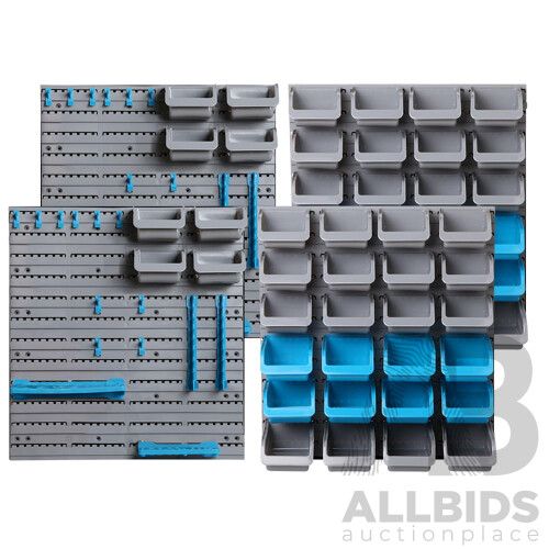 88 Parts Wall-Mounted Storage Bin Rack Tool Garage Shelving Organiser Box - Brand New - Free Shipping