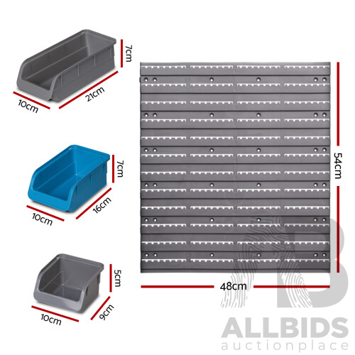 96 Storage Bin Rack Wall-Mounted Tool Parts Garage Shelving Organiser - Brand New - Free Shipping