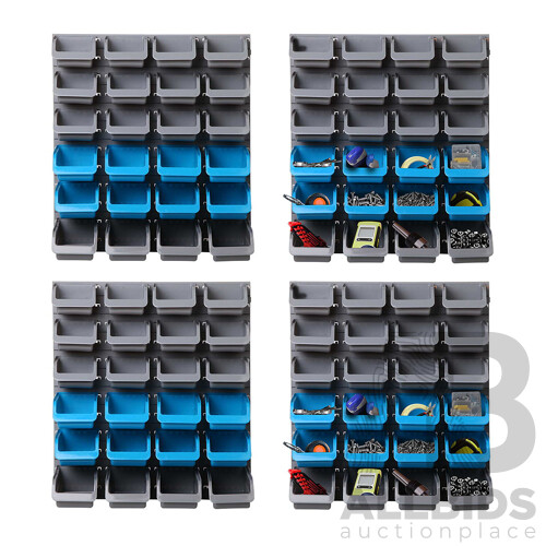 96 Storage Bin Rack Wall-Mounted Tool Parts Garage Shelving Organiser - Brand New - Free Shipping