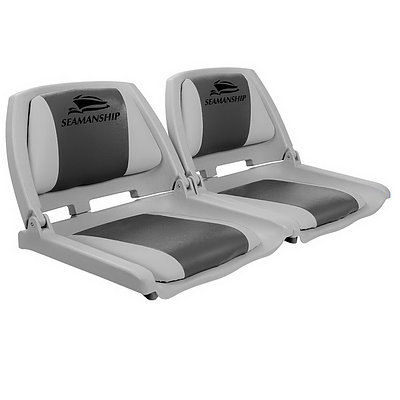 Set of 2 Folding Swivel Boat Seats - Grey & Charcoal - Brand New - Free Shipping