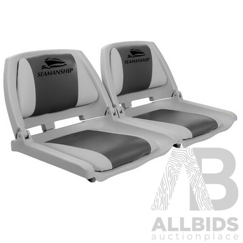 Set of 2 Swivel Folding Marine Boat Seats Grey Charcoal - Free Shipping