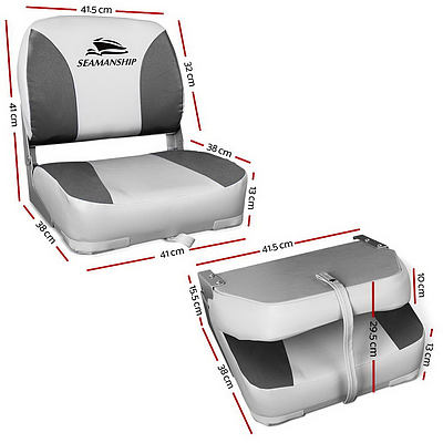 Set of 2 Folding Swivel Boat Seats - Grey - Brand New - Free Shipping
