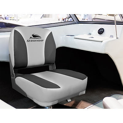 Set of 2 Folding Swivel Boat Seats - Grey - Brand New - Free Shipping