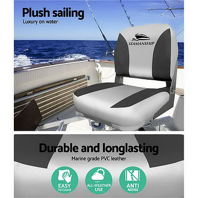 Set of 2 Folding Swivel Boat Seats - Grey - Brand New - Free Shipping