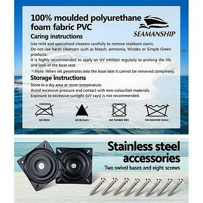 Set of 2 Folding Swivel Boat Seats - Grey - Brand New - Free Shipping