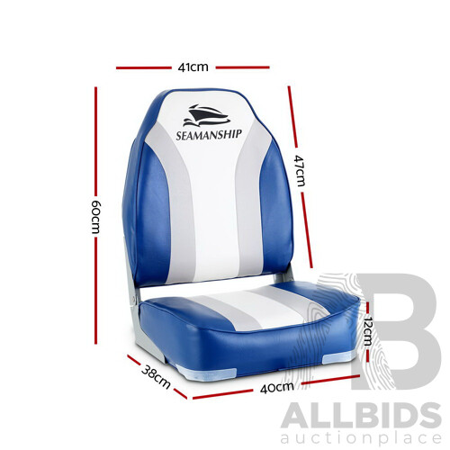 2X Folding Boat Seats Seat Marine Seating Set All Weather Swivels - Brand New - Free Shipping