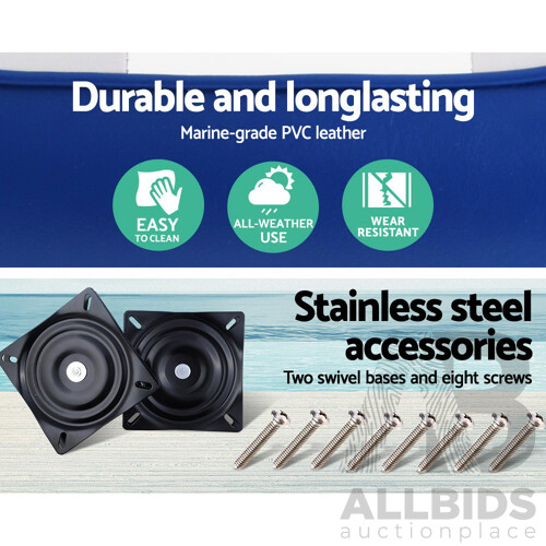2X Folding Boat Seats Seat Marine Seating Set All Weather Swivels - Brand New - Free Shipping