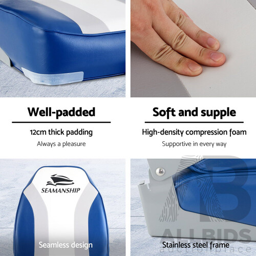 2X Folding Boat Seats Seat Marine Seating Set All Weather Swivels - Brand New - Free Shipping
