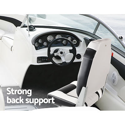 Set of 2 Folding Swivel Boat Seats - Grey & Black - Brand New - Free Shipping