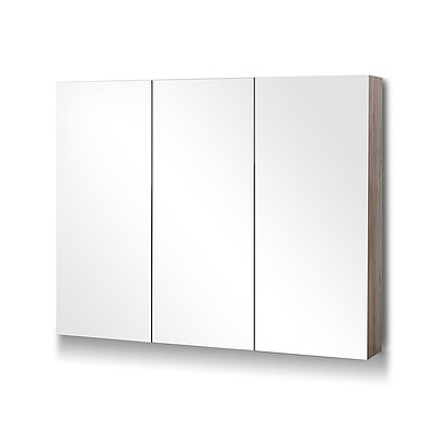 Bathroom Vanity 3 Door Storage Mirror Cabinet - Natural - Free Shipping