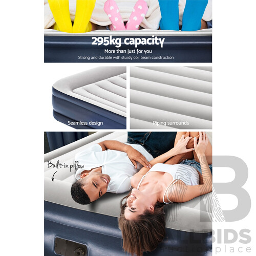 Queen Air Bed Inflatable Mattress Sleeping Mat Battery Built-in Pump - Brand New - Free Shipping