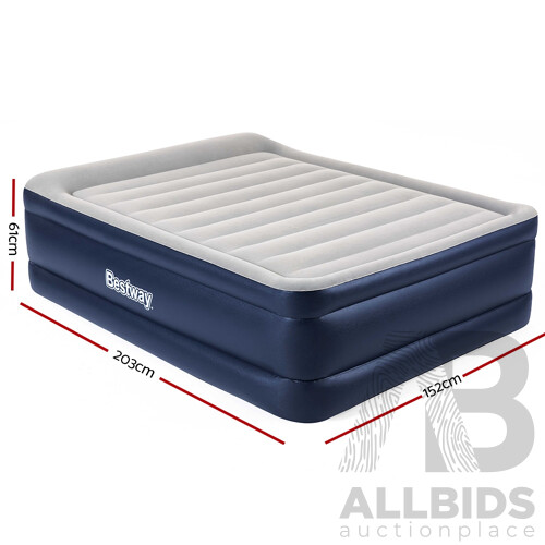 Queen Air Bed Inflatable Mattress Sleeping Mat Battery Built-in Pump
