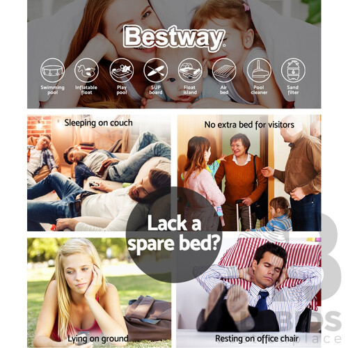 Queen Air Bed Inflatable Mattress Sleeping Mat Battery Built-in Pump