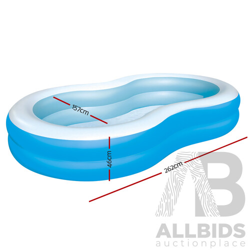 Inflatable Kids Pool Swimming Pool Family Pools 2.62m x 1.57m x 46cm