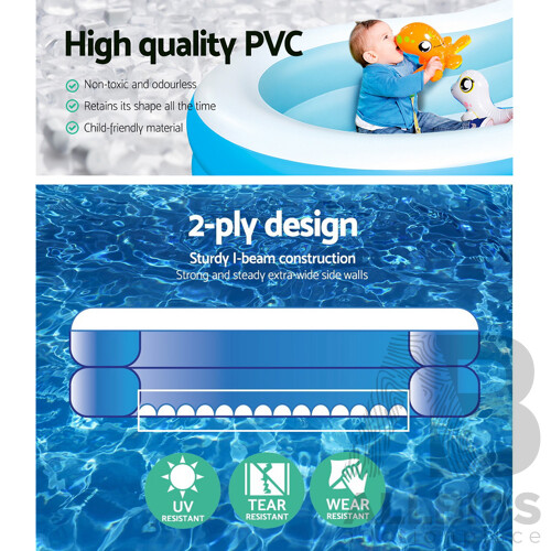 Inflatable Kids Pool Swimming Pool Family Pools 2.62m x 1.57m x 46cm