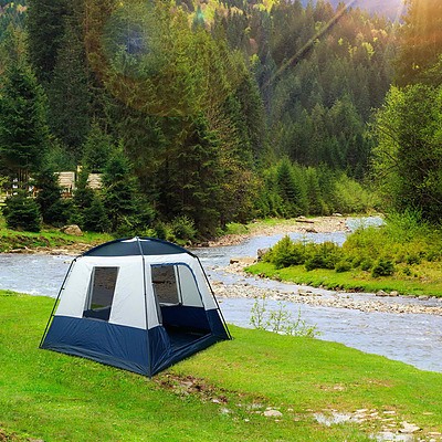 4 Person Canvas Camping Tent - Navy & Grey - Brand New - Free Shipping