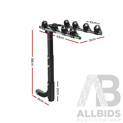 Bike Carrier 4 Bicycle Car Rear Rack Hitch Mount 2" Towbar Foldable Steel - Brand New - Free Shipping