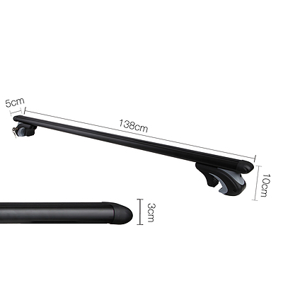 1350mm Universal Aluminium Lockable Roof Rack Cross Bar - Black - Free Shipping