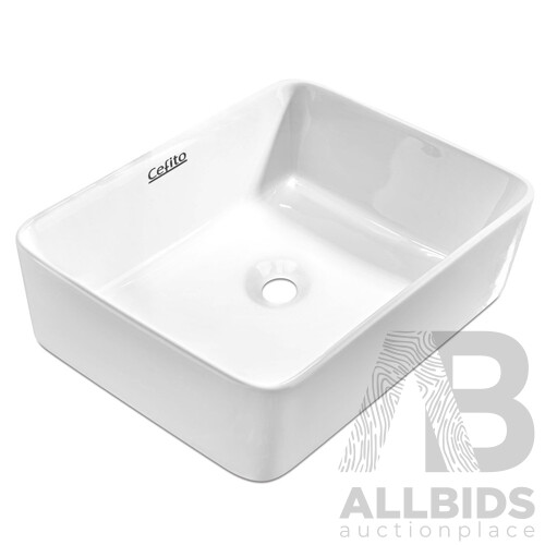 Ceramic Rectangle Sink Bowl - White - Free Shipping