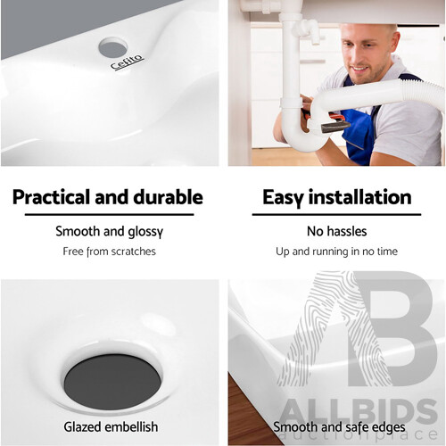 Cefito Ceramic Rectangle Sink Bowl - White