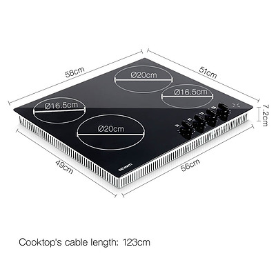 6000W Four Burner Ceramic Cooktop - Black - Free Shipping