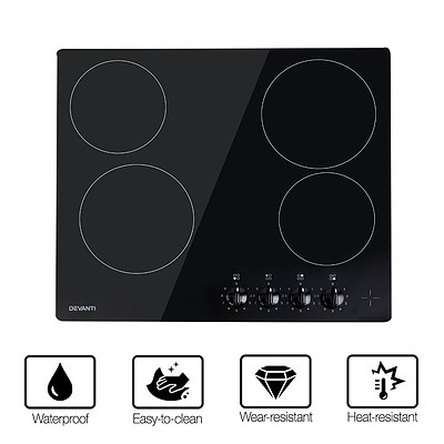6000W Four Burner Ceramic Cooktop - Black - Free Shipping