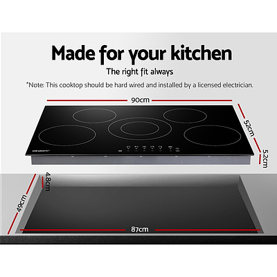 90cm Ceramic Cooktop Electric Cook Top 5 Burner Stove Hob Touch Control 6-Zones - Brand New - Free Shipping