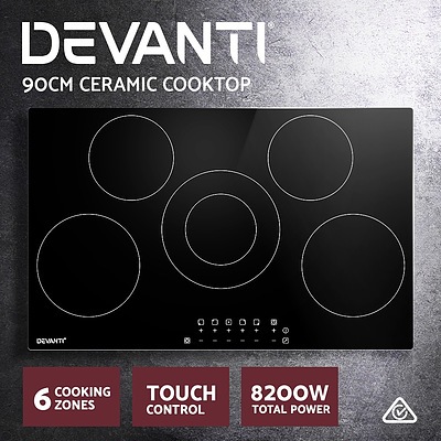 90cm Ceramic Cooktop Electric Cook Top 5 Burner Stove Hob Touch Control 6-Zones - Brand New - Free Shipping