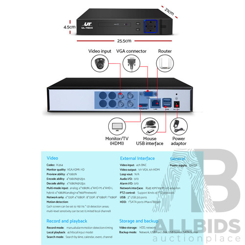 1080P 4 Channel HDMI CCTV Security Camera - Brand New - Free Shipping