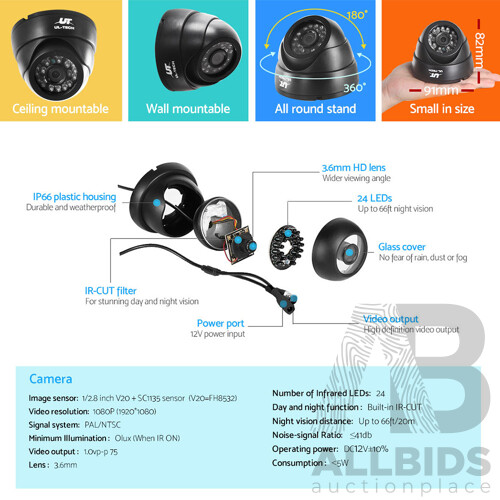 1080P 4 Channel HDMI CCTV Security Camera - Brand New - Free Shipping