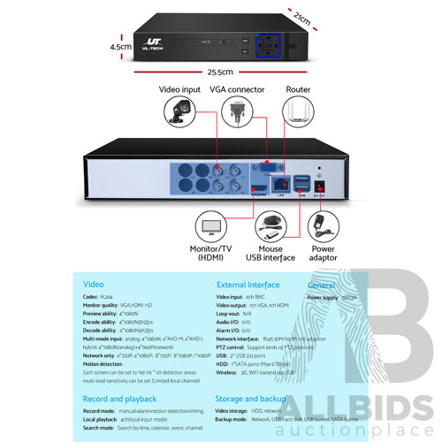 Home CCTV Security System Camera 4CH DVR 1080P 1500TVL 1TB Outdoor Home - Brand New - Free Shipping