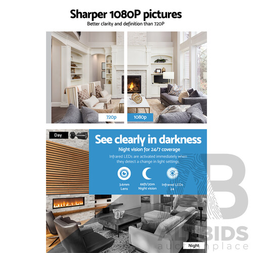 8CH 5 IN 1 DVR CCTV Security System Video Recorder /w 4 Cameras 1080P HDMI Black - Brand New - Free Shipping