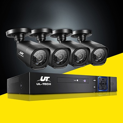 8CH 5 IN 1 DVR CCTV Security System Video Recorder /w 4 Cameras 1080P HDMI Black - Brand New - Free Shipping