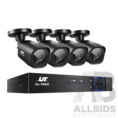 8CH 5 IN 1 DVR CCTV Security System Video Recorder /w 4 Cameras 1080P HDMI Black - Brand New - Free Shipping