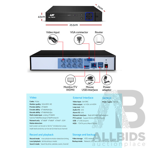 1080P 8 Channel HDMI CCTV Security Camera - Brand New - Free Shipping