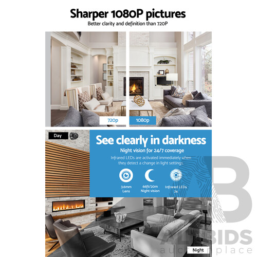 CCTV Security System 2TB 8CH DVR 1080P 8 Camera Sets - Brand New - Free Shipping