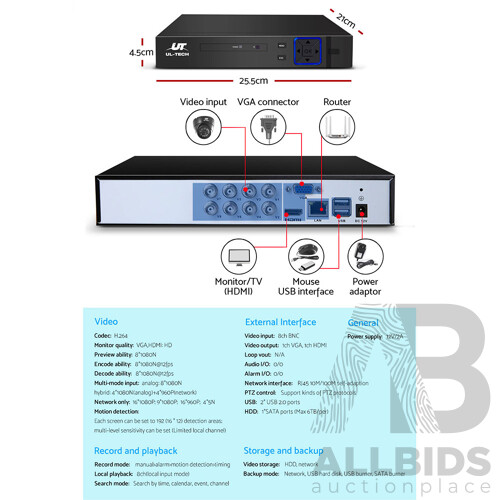 1080P 8 Channel HDMI CCTV Security Camera  - Brand New - Free Shipping