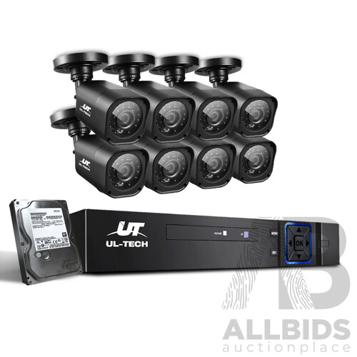 8CH 5 IN 1 DVR CCTV Security System Video Recorder /w 8 Cameras 1080P HDMI Black - Brand New - Free Shipping