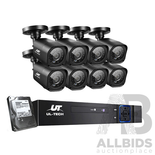 8CH 5 IN 1 DVR CCTV Security System Video Recorder /w 8 Cameras 1080P HDMI Black - Brand New - Free Shipping