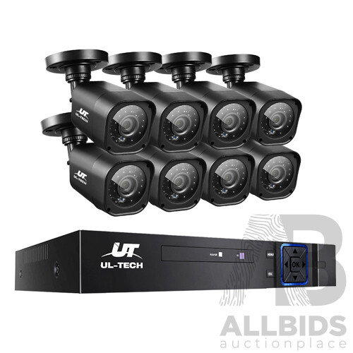 8CH 5 IN 1 DVR CCTV Security System Video Recorder /w 8 Cameras 1080P HDMI Black - Brand New - Free Shipping