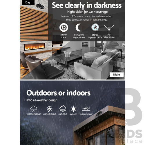 Wireless CCTV System 2 Camera Set For DVR Outdoor Long Range 1080P - Brand New - Free Shipping