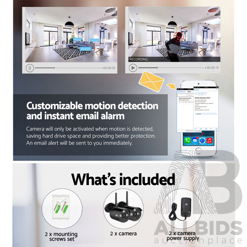 Wireless CCTV System 2 Camera Set For DVR Outdoor Long Range 1080P - Brand New - Free Shipping