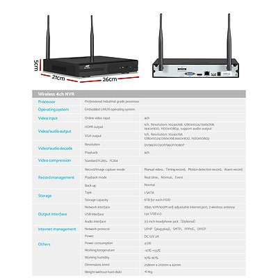 1080P 4CH Wireless Security Camera NVR Video - Brand New - Free Shipping