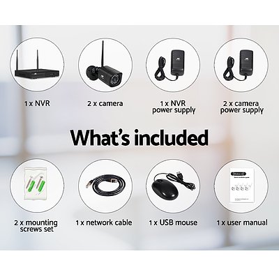 1080P 4CH NVR Wireless 2 Security Cameras Set - Brand New - Free Shipping