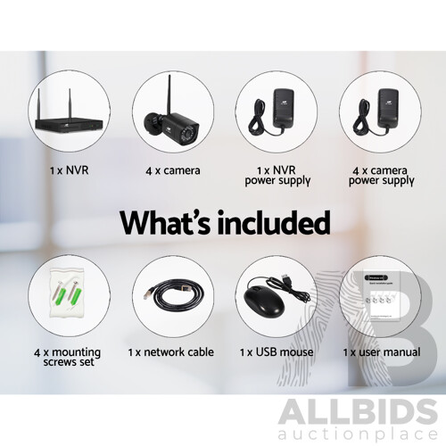 1080P 8CH NVR Wireless 4 Security Cameras Set - Brand New - Free Shipping