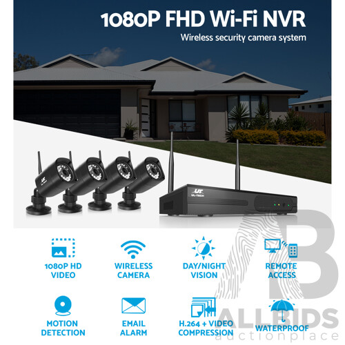 CCTV Wireless Security Camera System 8CH Home Outdoor WIFI 4 Square Cameras Kit 1TB - Brand New - Free Shipping